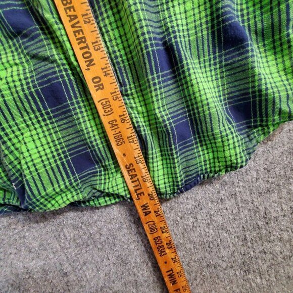 NFL Seattle Seahawks Womens Green Plaid Button Down Shirt Juniors Collection XL - Picture 7 of 14